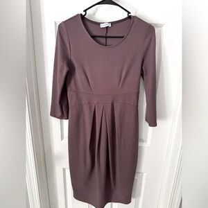 NWOT LA CLEF Maternity Midi Dress Women Mauve Stretch 3/4 Sleeve Pullover M